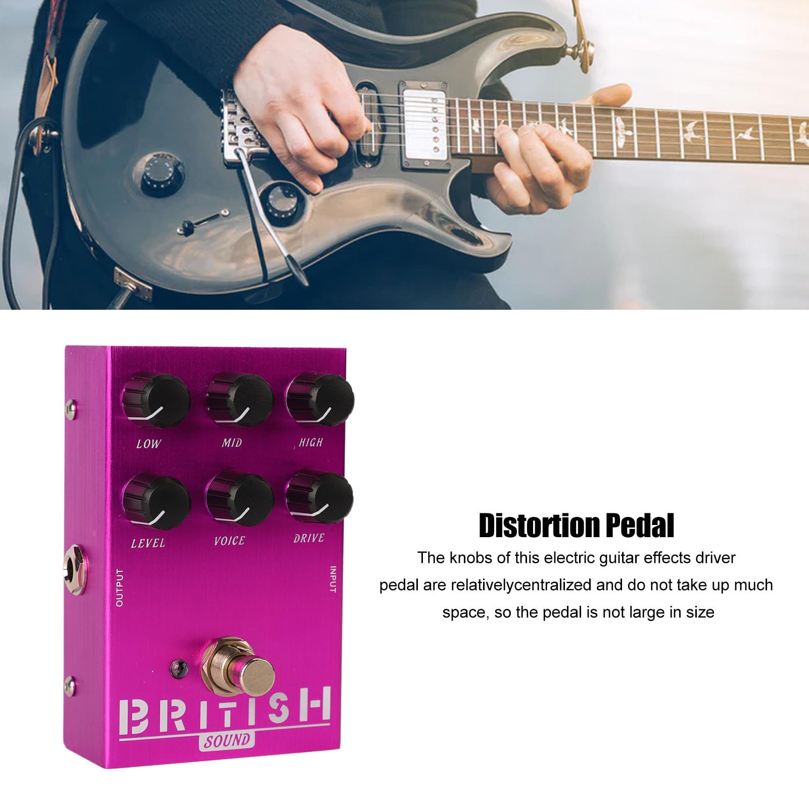 Vintage pedał efektów do gitary elektrycznej wbudowany tuner zniekształcenia Overdrive kompaktowa konstrukcja ze stopu aluminium (AN 31 Purple)