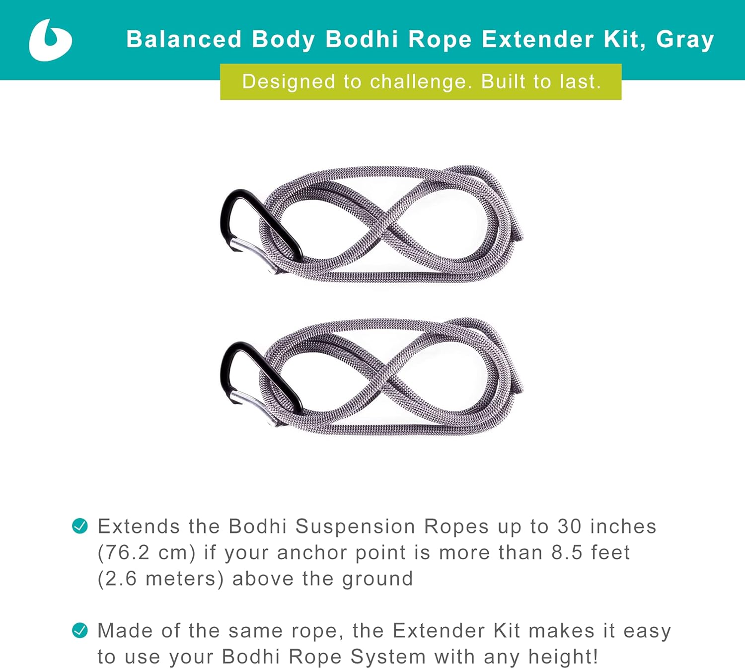 Balanced Body Bodhi Suspension System Rope Extender Kit with 2 Ropes and 2 Carabiners