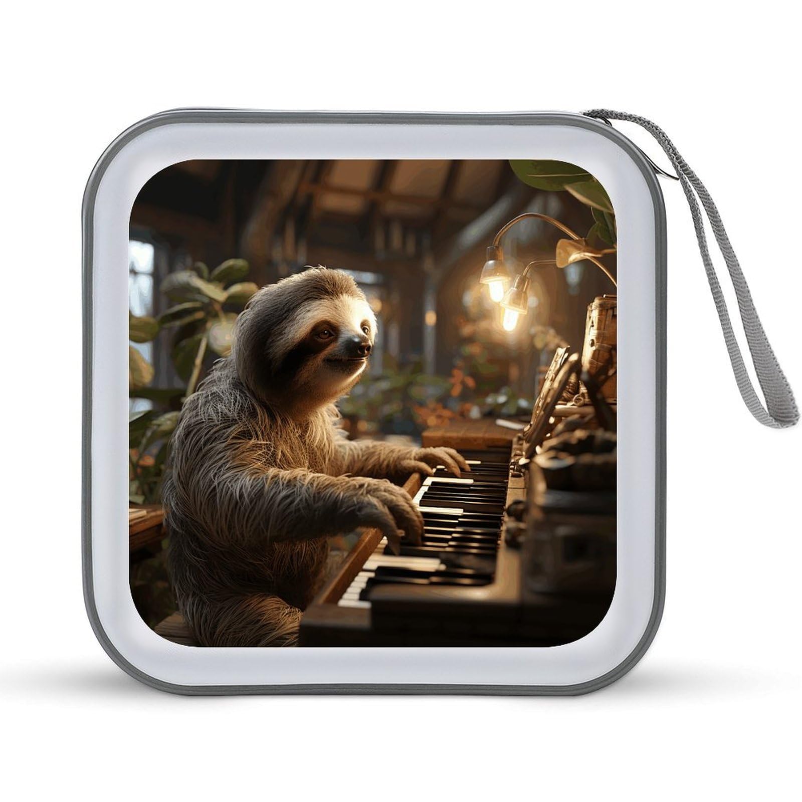 FekiLoot - Cartoon Sloth Design CD Case Hard Plastic 40 Capacity DVD Disc Storage Case for Car Laptop Zipper Organizer