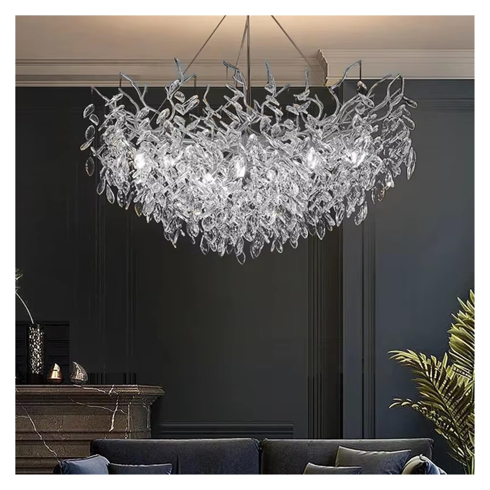 Nowoczesny luksusowy kryształowy żyrandol wiszący do jadalni, salonu, sypialni, dekoracji domu, srebrnego światła ściennego(okrągłe, 60 cm, 3 wymienne światła