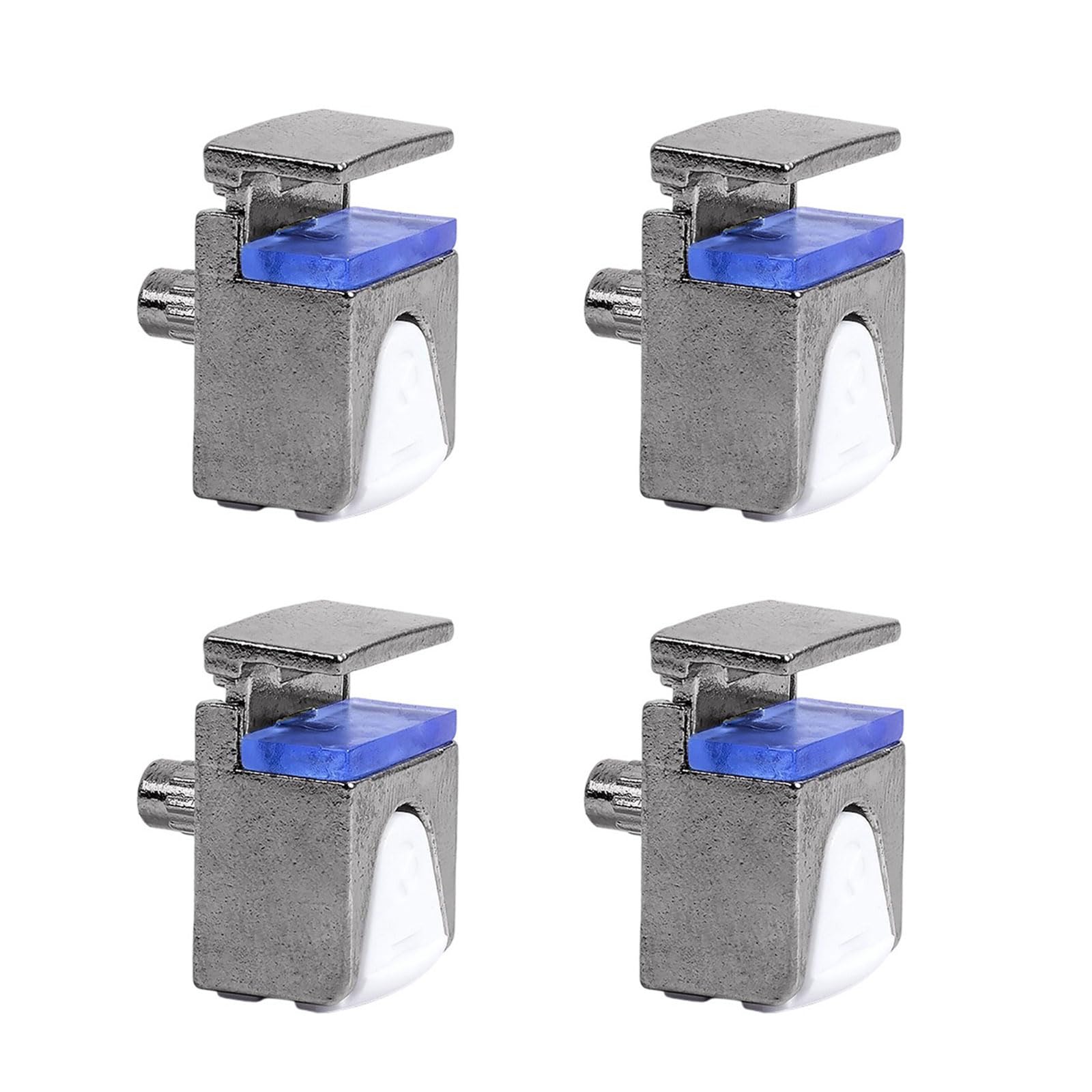 Jazuaiao 096 Adjustable Silve 4Pieces Adjustable Glass Holders Zines Alloy Clamps For 10 12Mm Glass Suitable For Cabinets And Balconies Daily Use Shelf