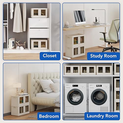 Miniatura 3 de FLEXIMOUNTS Contenedores de almacenamiento de plástico plegables de 8.4 galones, 1 paquete de contenedores de almacenamiento apilables, organizador