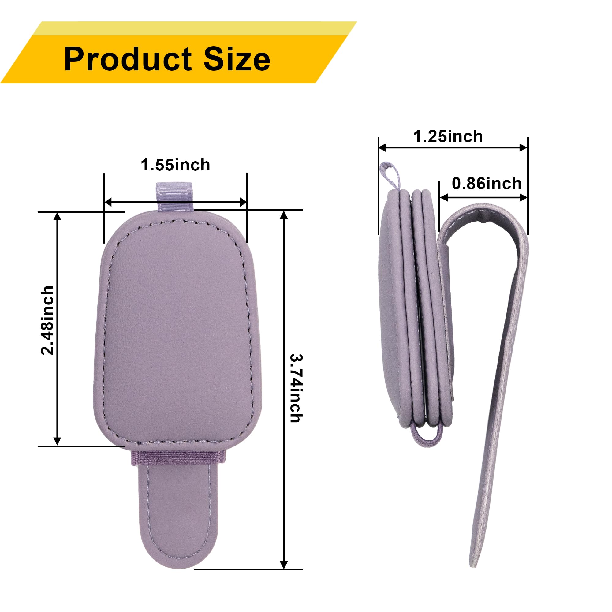 Yuoyar Magnetic Leather Sunglasses Holder for Car, 2 Packs (Purple) view 7