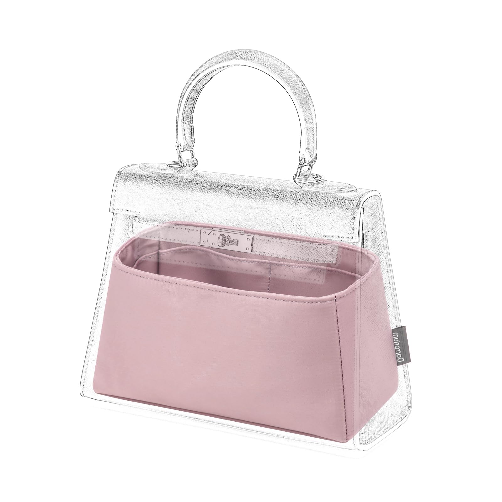 Silk Purse Organizer Insert Fits Hermes Kelly, Luxury Satin Bag Shaper with Divider, Silky Smooth Non-Slip Handbag Organizer for Designer Bags