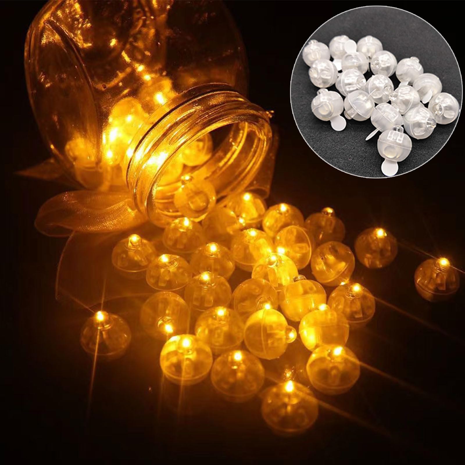 50 Luci LED Per Palloncini Colorate Con Batterie LR41 Incluse – Mini Lampade Rotonde Per Decorazioni Feste Matrimonio Halloween – Riutilizzabili