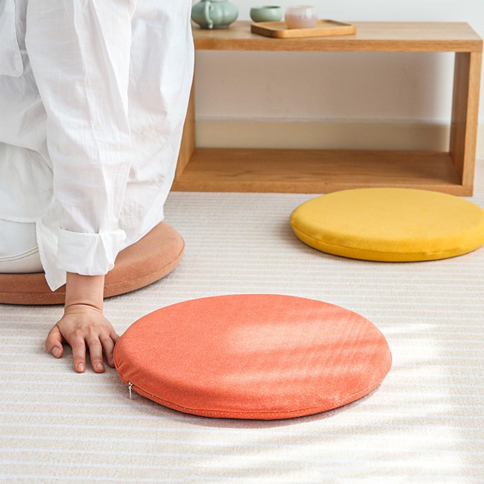 Set di 2 cuscini per pavimento, 44 cm, morbidi, rimovibili, per sala da pranzo, ufficio, patio, eleganti decorazioni per interni ed esterni, comodi e versatili