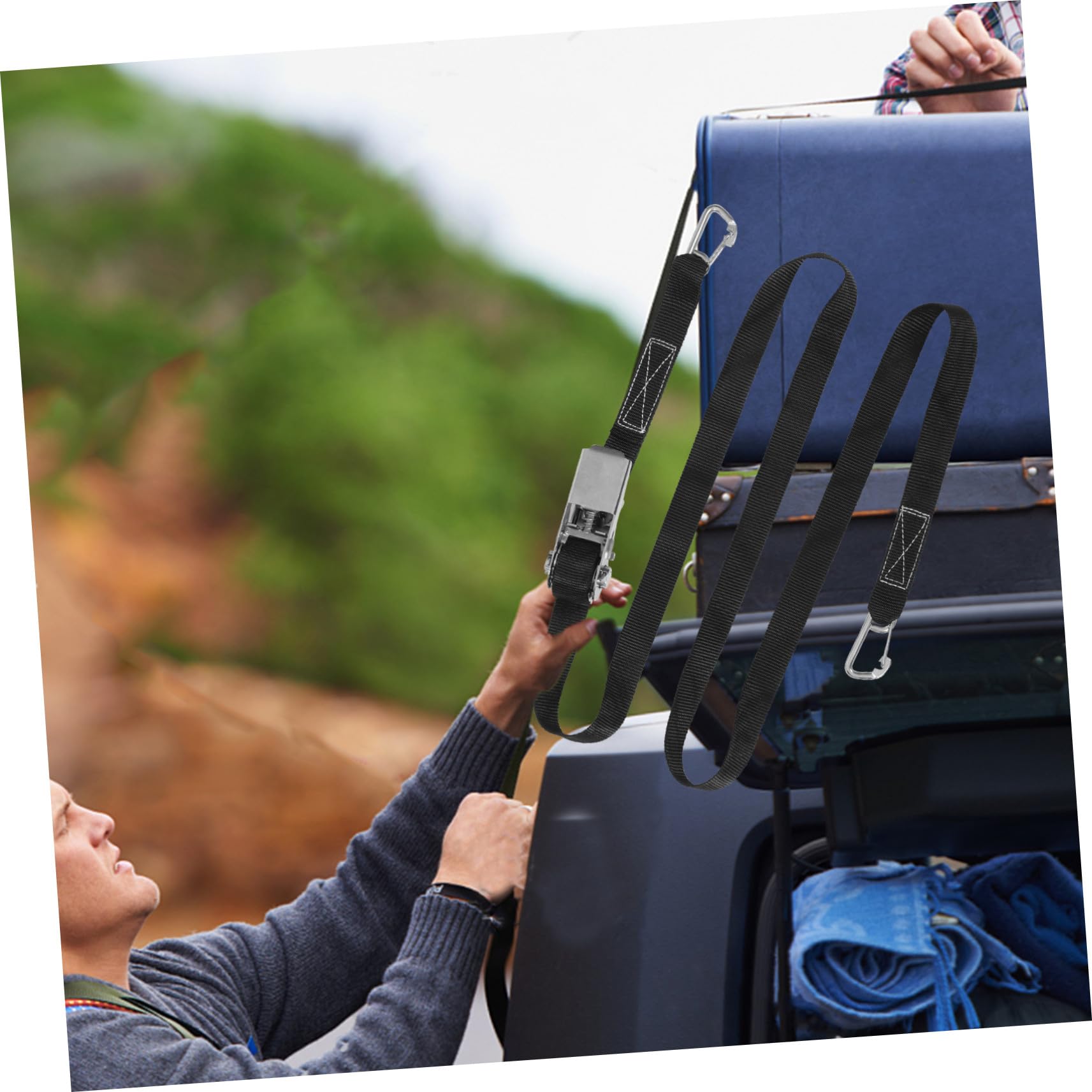 Verstellbarer Koffergurt mit Edelstahl Ratschen Spanner Robustes Gepäckband für Reisen Outdoor Gepäckspanner mit Doppelhaken Langlebiger Gepäckgurt für Koffer und Taschen