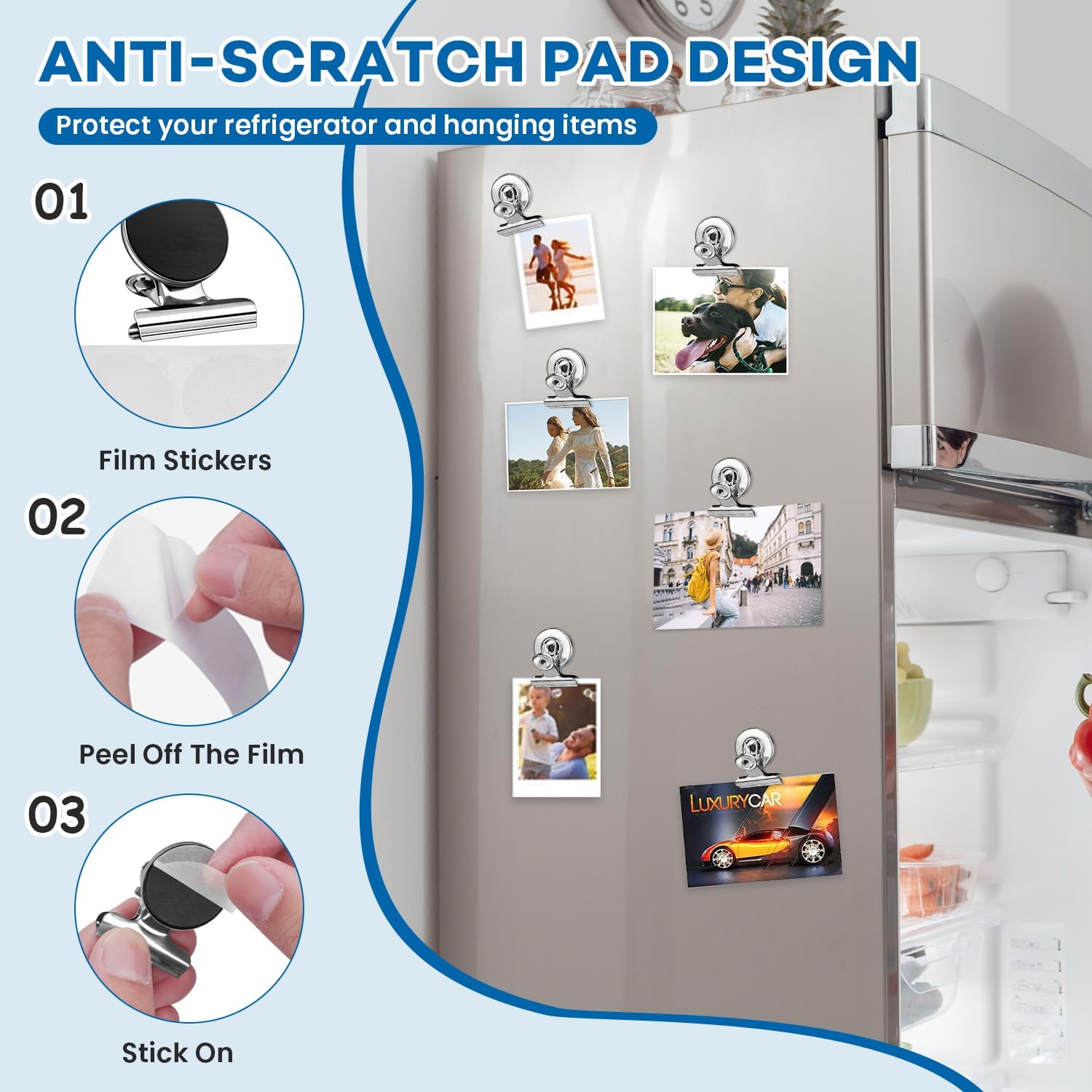 DIYMAG Hanging Photo Magnetic Clips, 20 Pack Fridge Magnets Heavy Duty Holder Party Graduation Collage Picture Display DIY Clip for Refrigerator Home Whiteboard Office Locker Classroom Silver