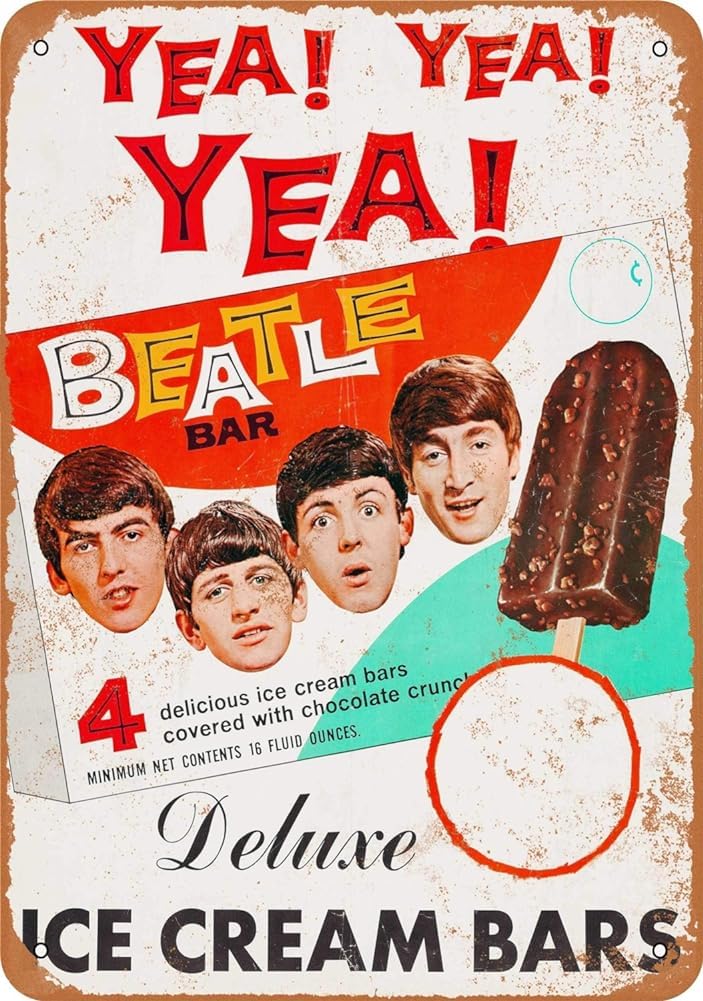 Bioprocess Cream 1965 The Beatles Ice Bars Metal Tin Sign 8X12 Inches