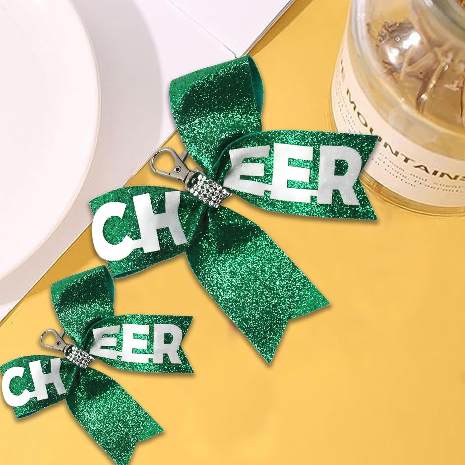 2PCS Handmade & Sparkly Cheer Pin Strap Keychain for Backpack – Glitter Cheer Bow Holder & Gift for Daughter from Mom - Image 5
