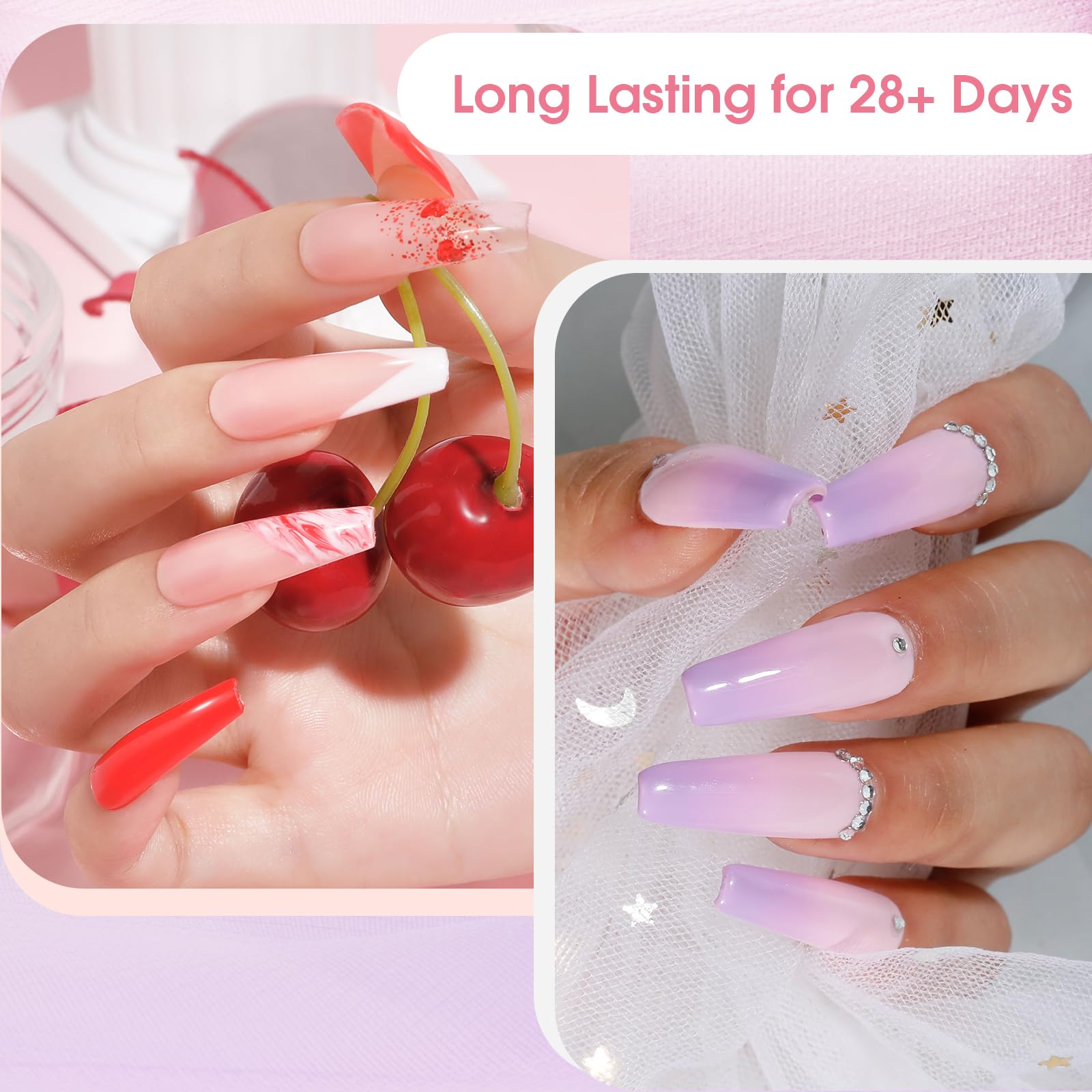 ROSALIND Zestaw Startowy do Paznokci żelowych, 8 + 2 Sztuki Biały Różowy Niebieski Fioletowy Żel z lampą UV, Startowy Zestaw Upominkowy do Manicure dla Początkujących
