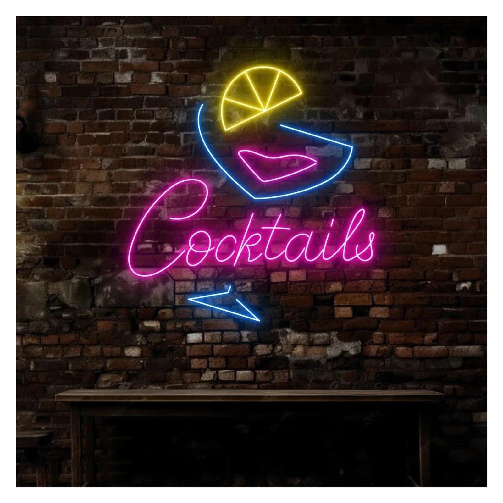 LEMST Signs Lamp Cocktails Bar Neon Signs USB Powered, Adjustable Brightness Neon Lights Suitable for Bistro Decor Commercial Light 38cmx38.1cm