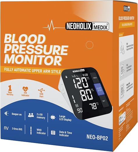 Neoholix Medix Neo-BP02 Digital Blood Pressure Monitor – Advanced Accuracy, Compact & User-Friendly Design for Blood Press...
