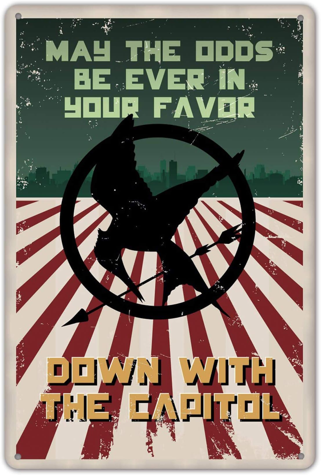 HomDeo Wall Decor Metal 8 x 12inch - Hunger Games May The Odds Be Ever in Your Favor Sign Tin Sign Personalized Metal Signs
