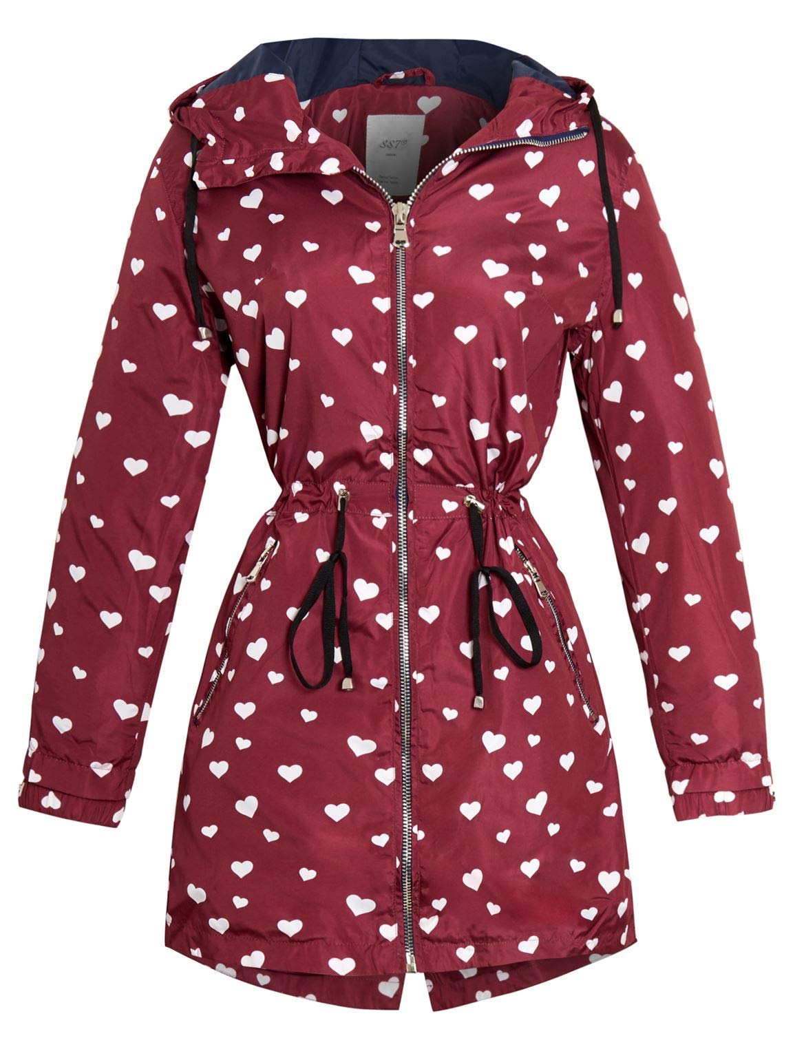 Ss7 Women's Burgundy Showerproof Windproof Heart Raincoat