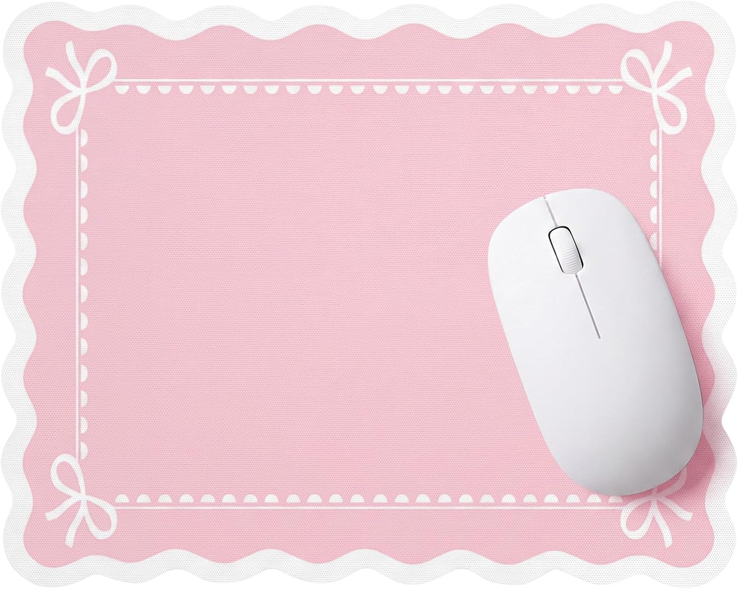 Tellegloww Scalloped Bow Mouse Pad Small Cute Mouse Pad,Pink