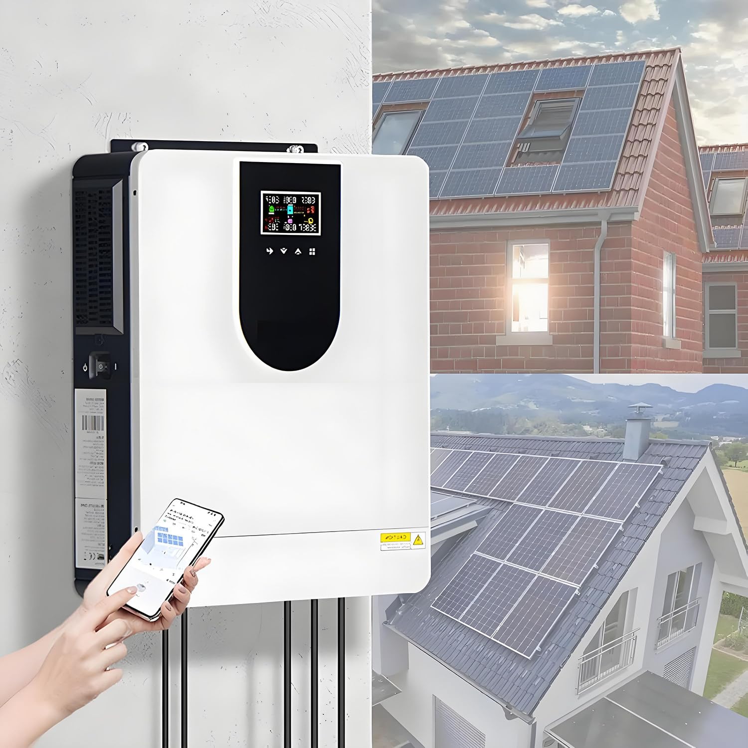Falownik solarny z fazą rozdzieloną 1,0–10,2 kW, 12V/24V/48V DC do 220V AC, hybrydowy falownik sinusoidalny, wbudowany kontroler solarny MPPT 40–160A do akumulatora litowo-kwasowo-ołowiowego 2.0KW