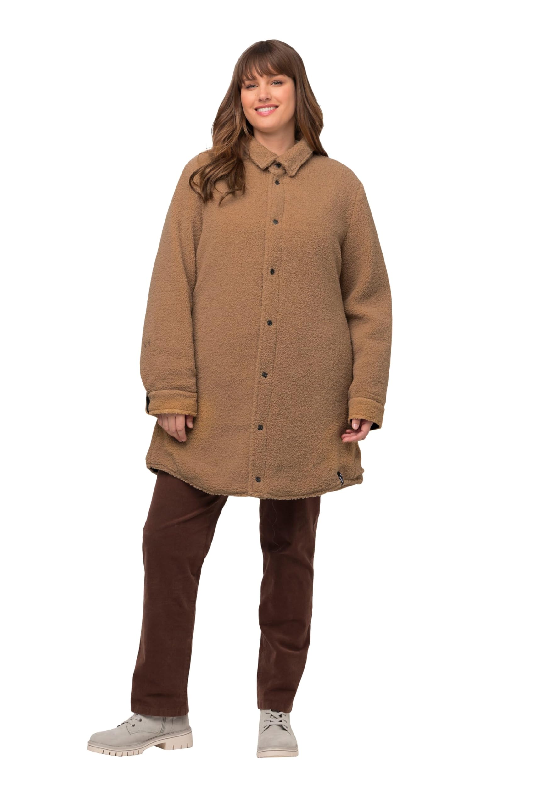 Ulla Popken Damen große Größen Übergrößen Plus Size Wendejacke, Stepp/Teddy, Hemdkragen, Druckknöpfe 821474