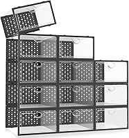 Vista 1 de Cajas de zapatos de plástico transparente apilable organizador de zapatos para armario almacenamiento de zapatos plegables que ahorra espacio