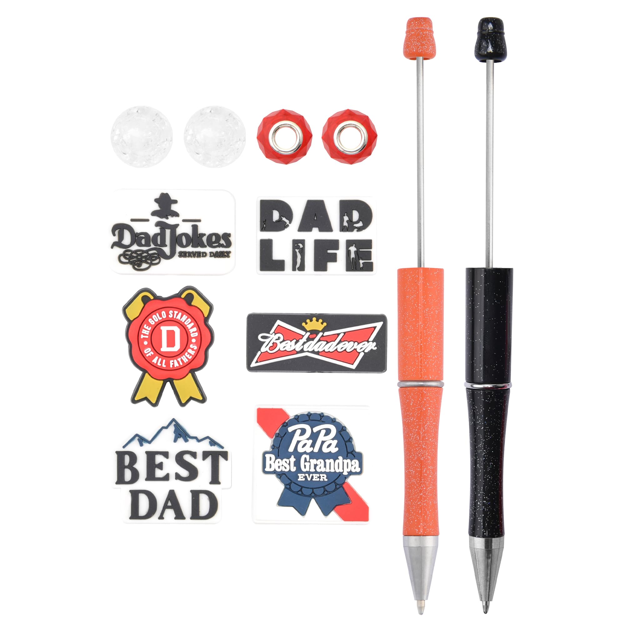Father's Day Silicone Focal Beads, Dad Life Silicone Beads DIY Making Kit Assorted for Beaded Pen Ballpoint Pens Charms