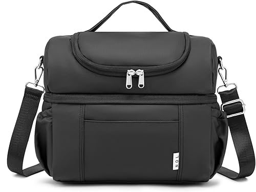 NOL Natural Organic Lifestyle Lonchera para adultos, bolsa de almuerzo aislada grande de doble compartimento, hielera, ligera, de nailon, disponible en Yaxa Costa Rica