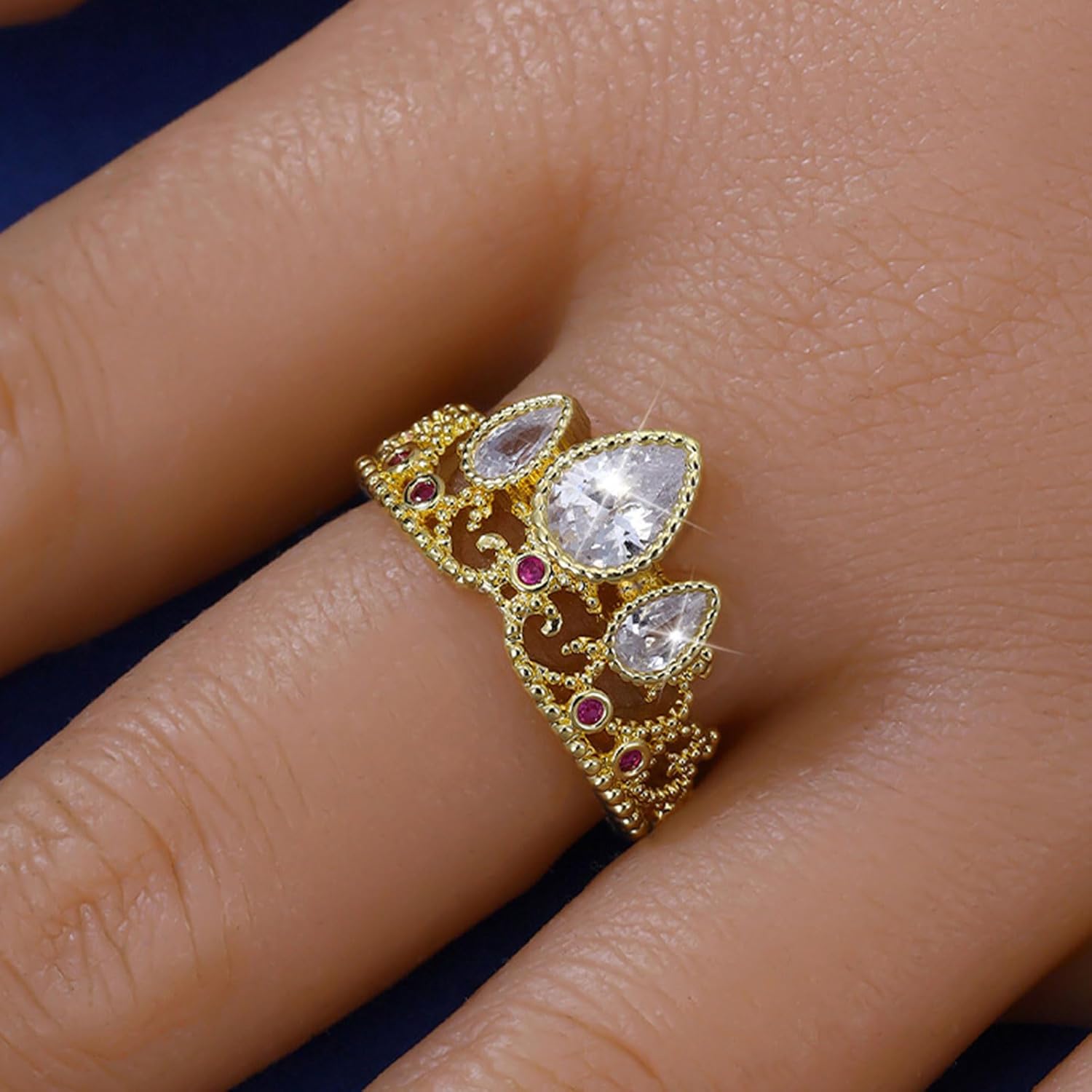 Crown Ring Fairy Tale Royal Jewelry for Birthdays, Halloween Costumes Dress-Up Gift for Princess Fans and Party Accessories - Image 6