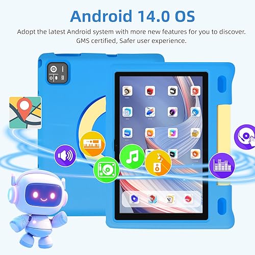 Miniatura 3 de NRKDUBQ Tableta para niños, pantalla táctil IPS HD de 10.1 pulgadas, Android 14, 64 GB, 8 GB (4+4 virtual) RAM, tableta Octa Core para niños con