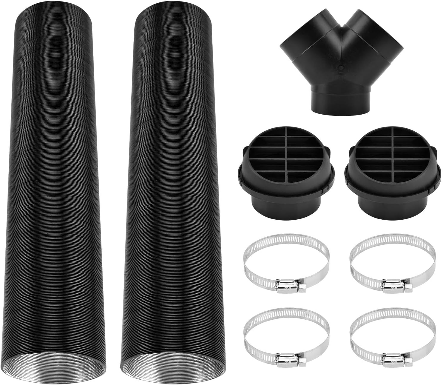 JIANWEI Diesels Heater Exhaust Pipe Set, 75mm/3inch Car Parking Heater Air Vent Extender Accessories, Y/T Branch Connector and Hose Clips Fit For Webasto 2KW 5KW 8KW Heaters(Y type)