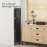 DEANIC 4-Shelf Foldable Storage Shelves with Wheels,No Assembly Bookshelf, Metal Shelving Units Storage for Garage,Kitchen,Living Room,Basement,Pantry,Entryway,Laundry Closet,Black