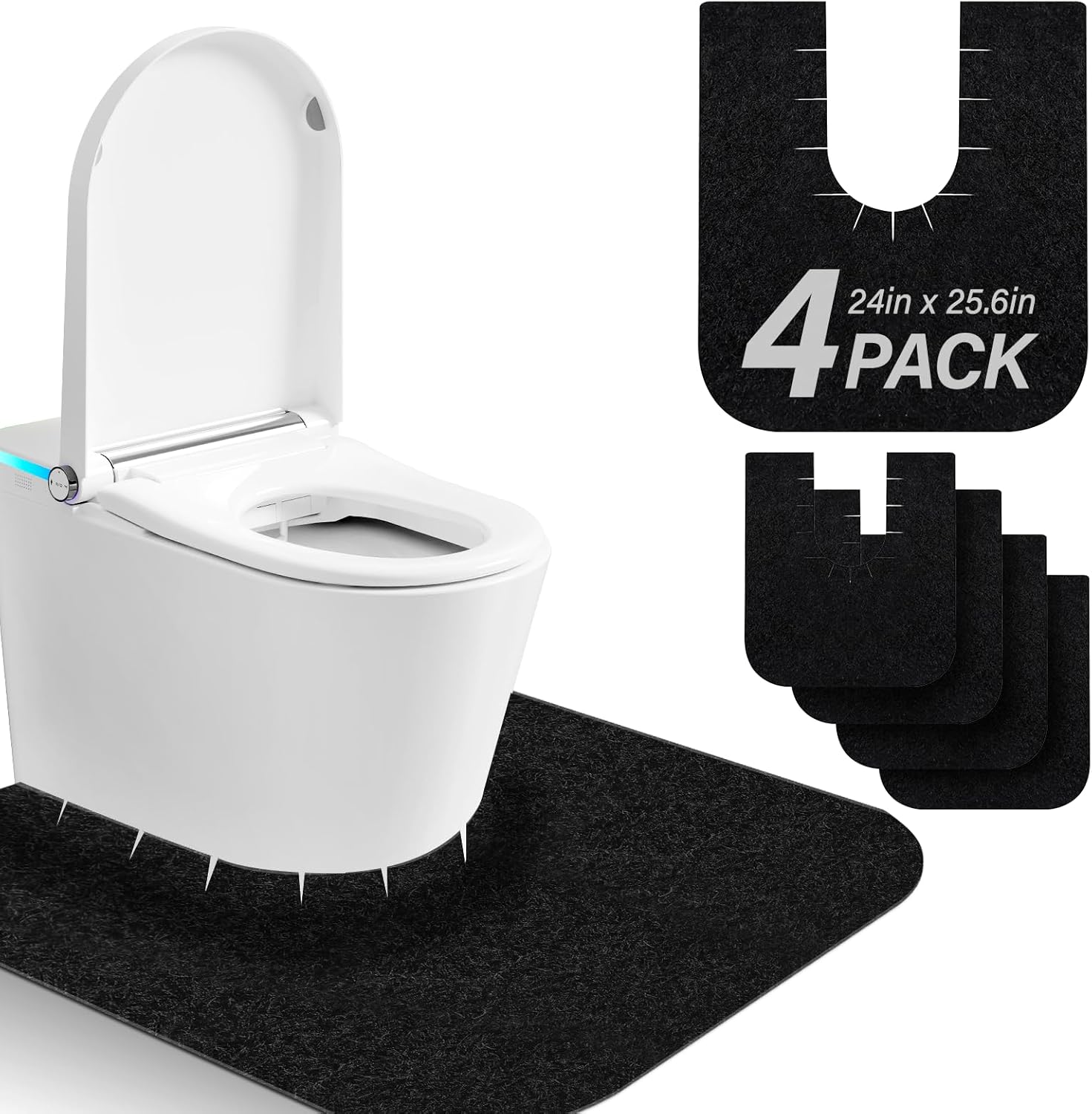 4 Pack Toilet Mats,Upgrade Toilet Floor Protector from Urine,Toilet Rugs U Shaped Washable,Toilet Mats for Bathroom,Around Toilet Floor Protector,Potty Training Mats for Bathroom