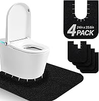 ANWEOR 4-Pack U-Shaped Washable Toilet Mats - Urine Absorbing Floor Protectors for Bathroom, Potty Training & Elderly Safety