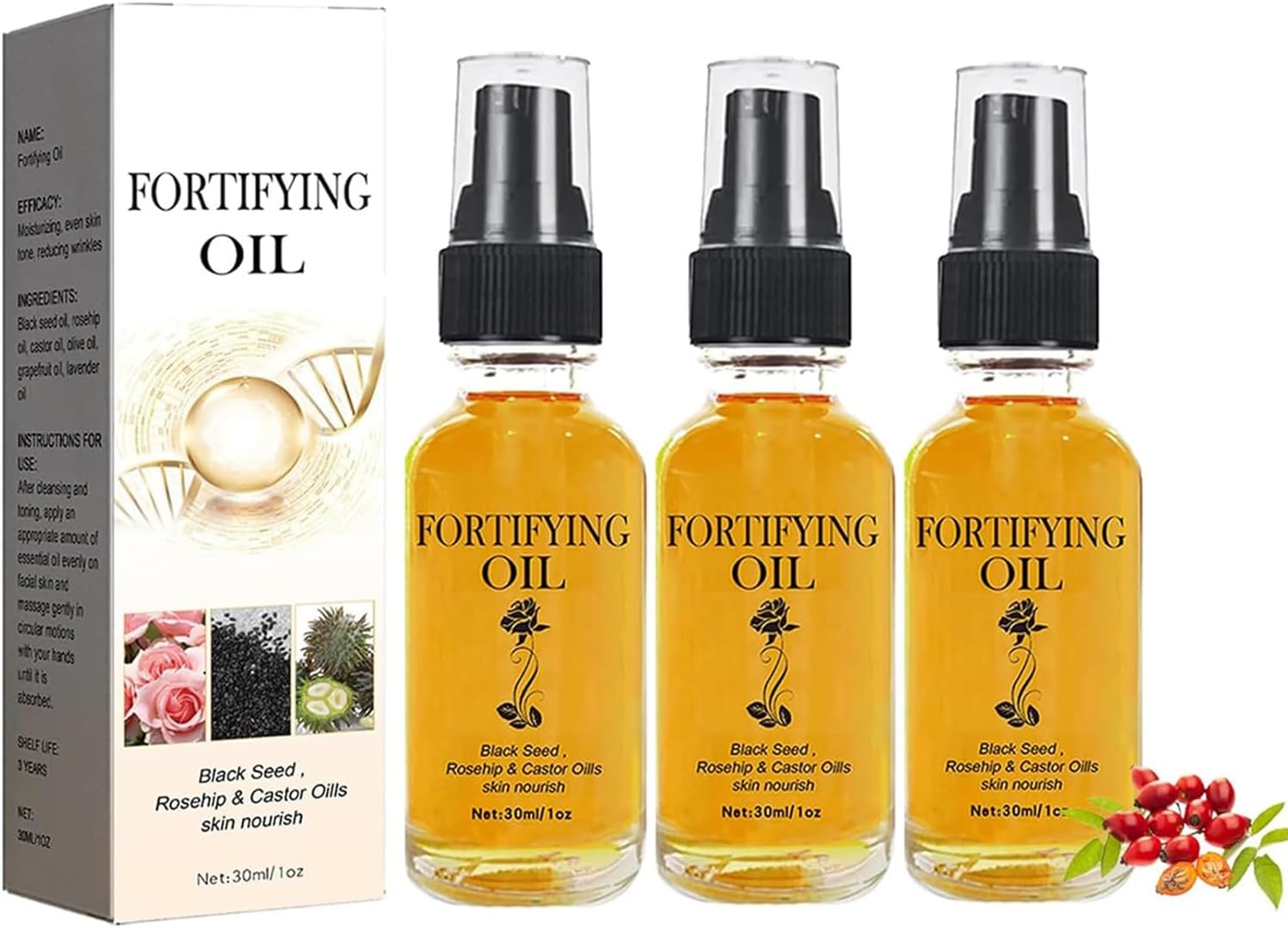 2Pcs Lalena Rosehip Oil, Castor Oil Black Seed Oil Rosehip