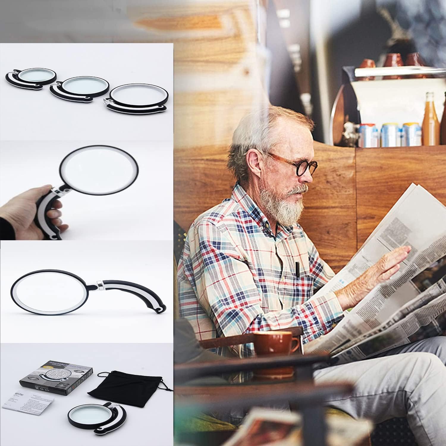 2.5X Shatterproof Magnifier Handheld Reading Magnifier, 90mm Scratch Resistant Premium Glass Lens, 6 Oz Lightweight, Scratch-Resistant Portable Reading Tool for Seniors, Jewelry, Stamps, Maps