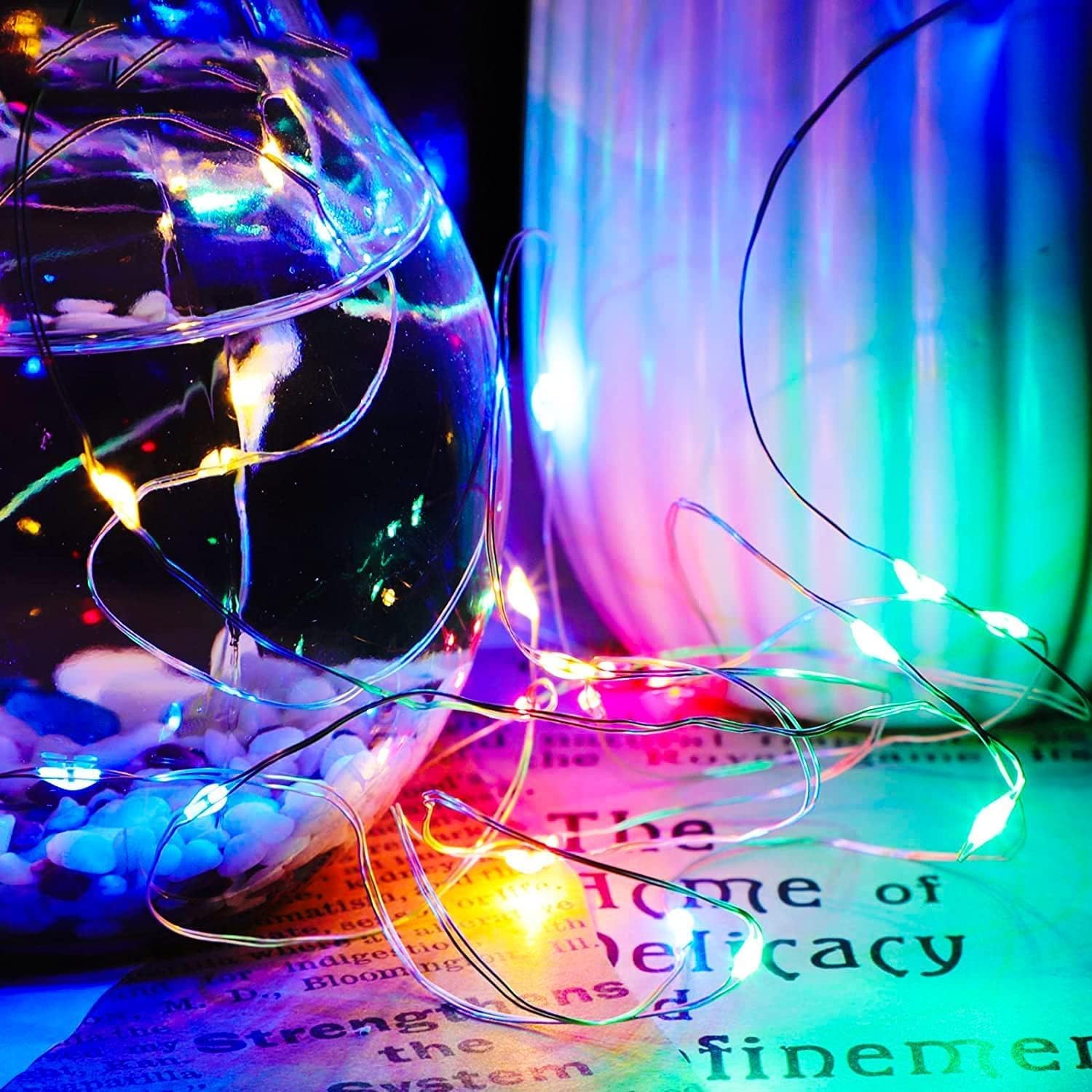 Yiaht Paquete de 12 luces de hadas que funcionan con pilas con temporizador (multicolor)