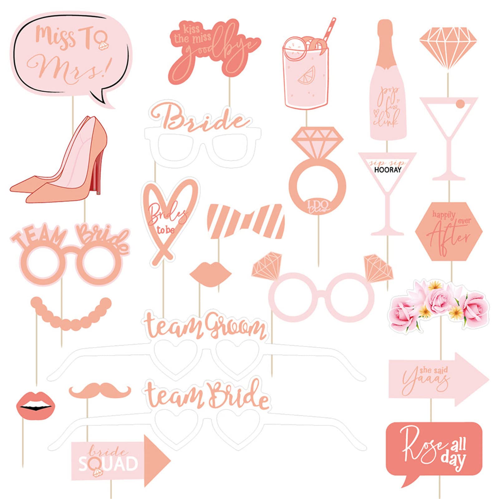Buy 25 Pieces Bride to Be Bachelorette Party Photo Booth Props Rose