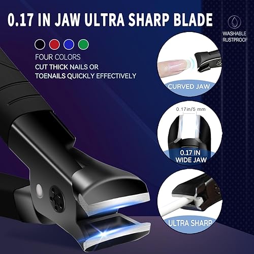 Miniatura 2 de Cortaúñas de alta resistencia para uñas gruesas, juego de cortaúñas antideslizante para personas mayores y mujeres en casa