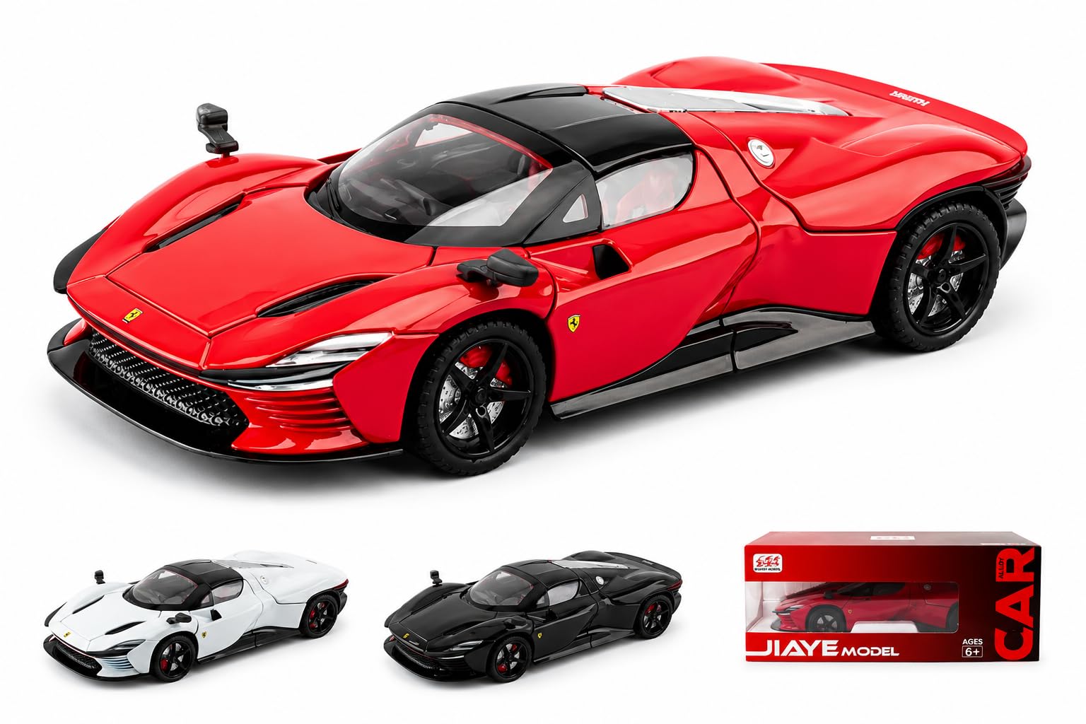 Invite 1:22 Ferrari Daytona SP3 Diecast Model Car with Light & Sound, Openable Doors, Hood & Trunk, Removable Roof, Alloy Metal Sports Car Toy for Kids, Collectors - Multicolor-image-30