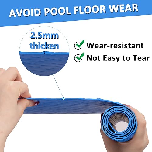 Miniatura 4 de Alfombra de escalera de piscina, 35.4 x 9 pulgadas, almohadilla de textura antideslizante para piscinas en el suelo o sobre el suelo, protector de