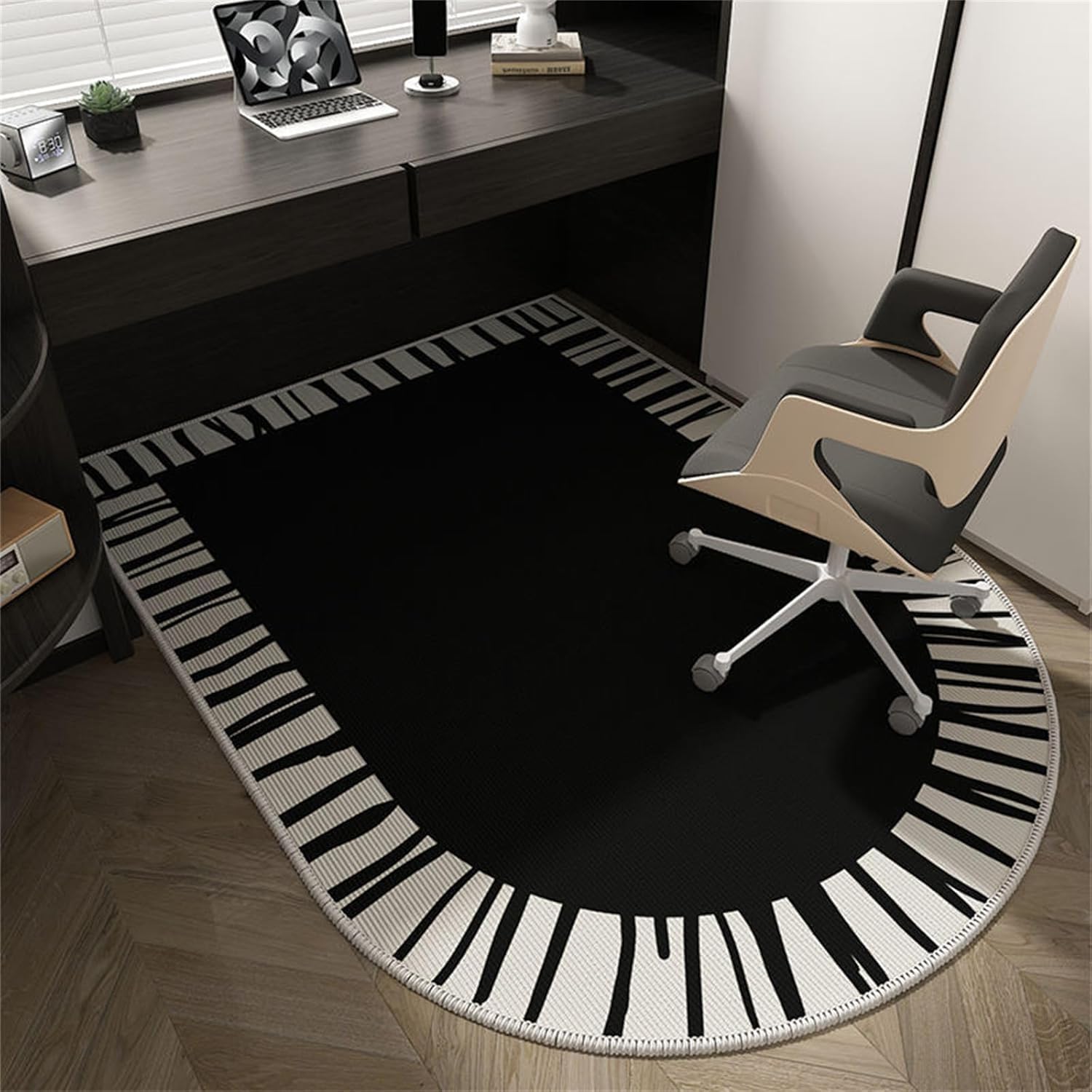 SSDDLZEQ Premium durable range Office Chair Mats, Suitable For Carpets And Hardwood Floors(Black White,60x90cm)