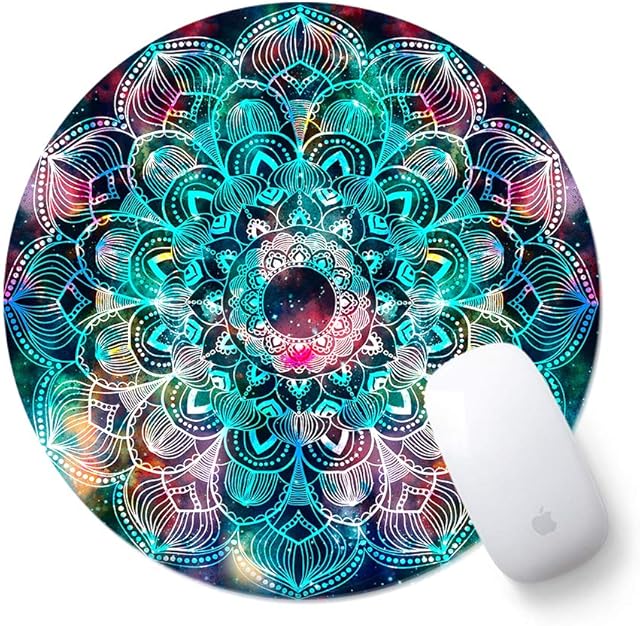 ToLuLu Round Cute Mouse Pad, Mousepad for Desktop Computer Laptop Notebook, Anti Slip Rubber Customized Mouse Mat for Working Gaming, Mini Funny Unique Design Mouse pad for Home, Office, Nice Mandala