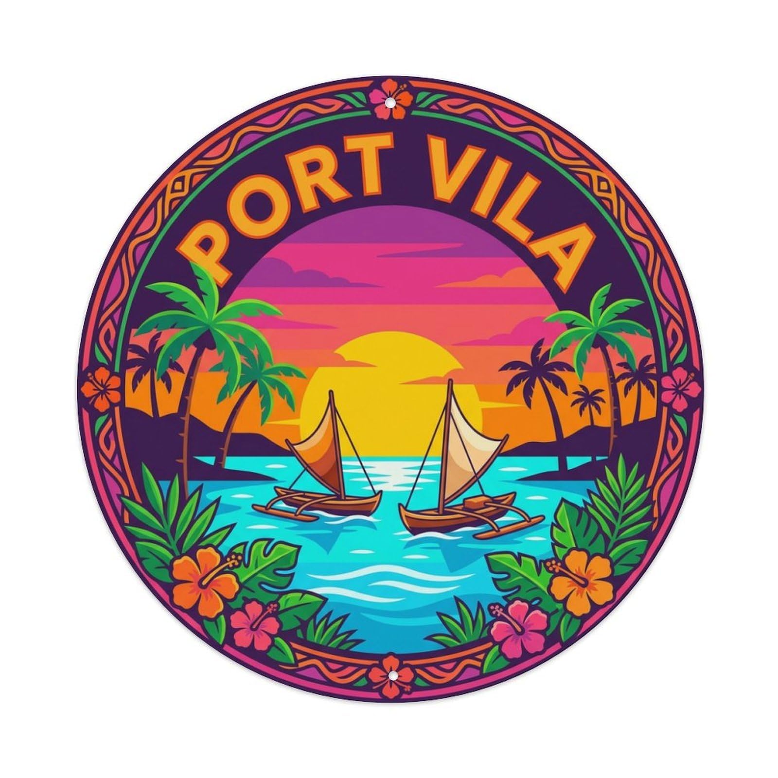 Retro Travel Vanuatu Port Vila Metal Tin Sign