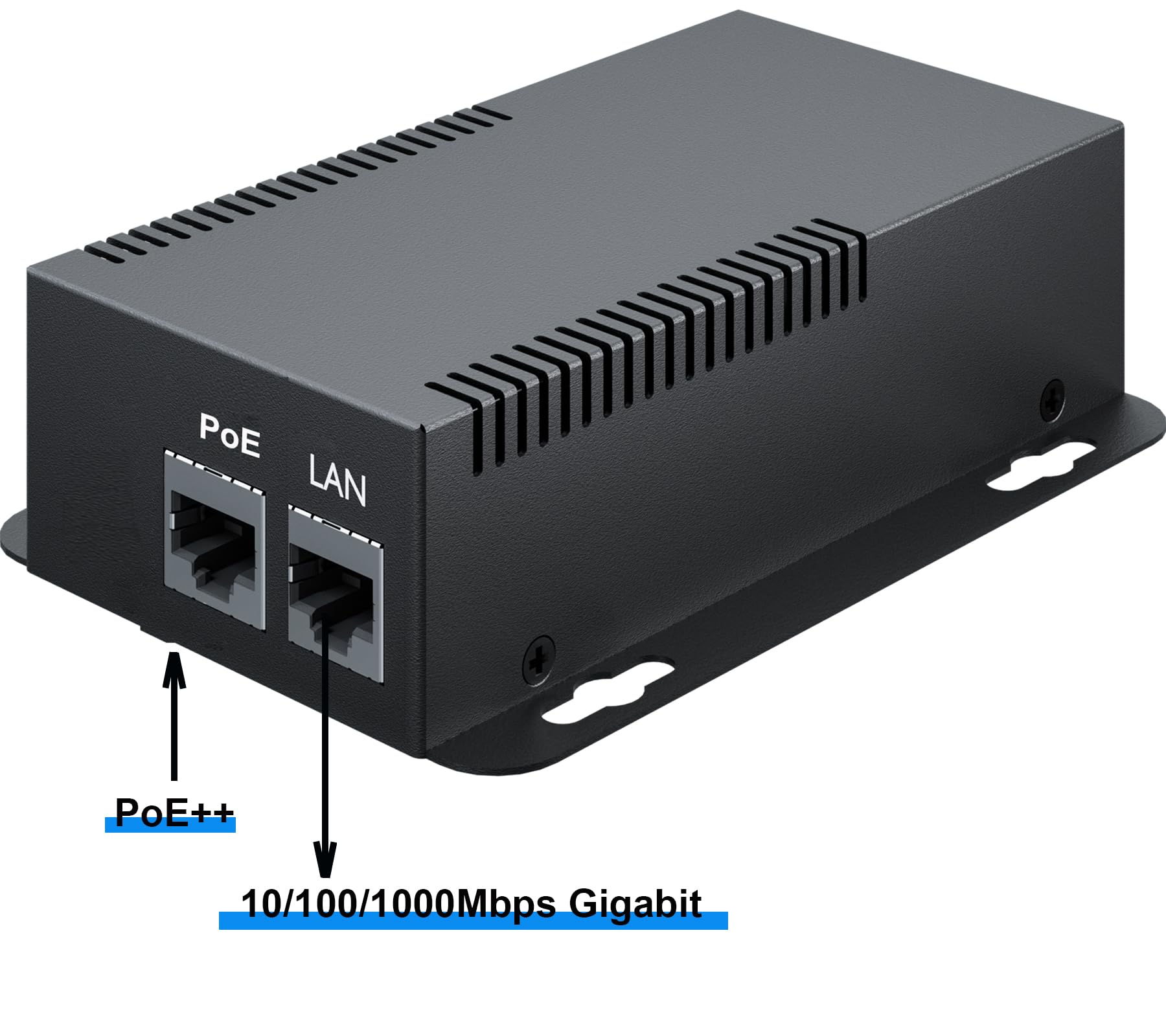 PROCET Gigabit PoE Splitter Adattatore 12V/5.95A 71.4W 802.3BT PoE Network e elettrica Ethernet splitter per non-PoE alta potenza stazioni base, ADSL Modem, telecamere di rete, PT-PD208GBH-12