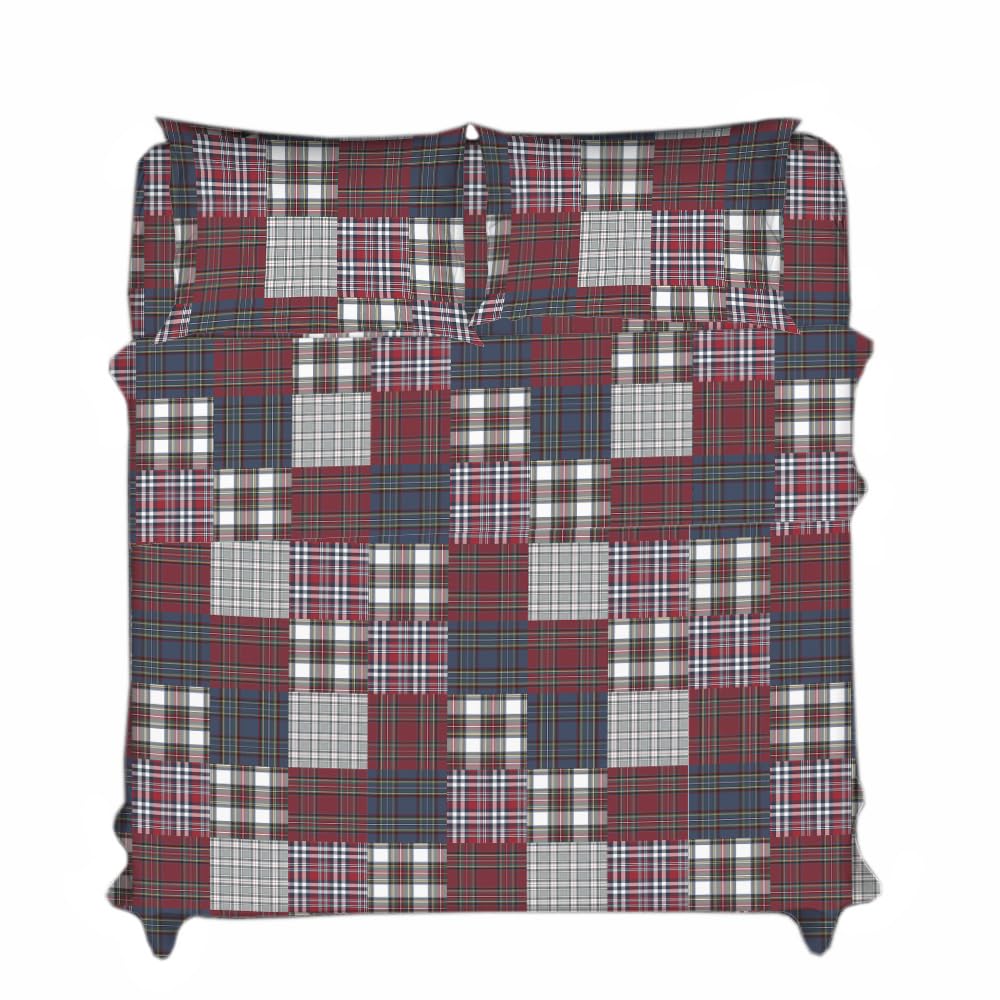 INTRECCI Set Lenzuola Singolo in Cotone, Stampa Alta Qualità, Lenzuolo Sotto + Lenzuolo Sopra + 1 Federe, Lenzuola Natalizie, per Pelli Sensibili, non Stringe in Lavatrice. Fantasia: Tartan