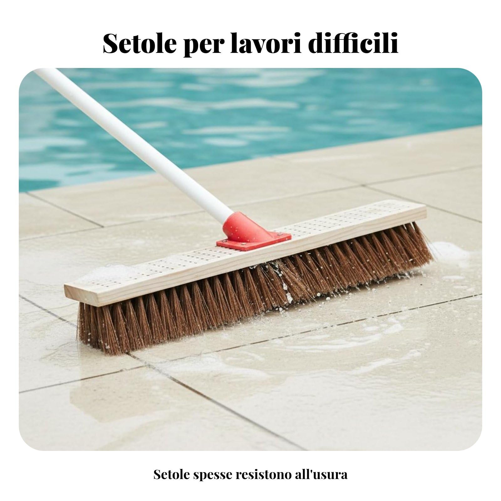 MagiDeal Spazzola per Pulire Pavimenti Spazzola Pavimenti Scopa Rigida Spazzolone Scrubber con Manico Lungo per Pulizia Profonda di Superfici Ruvide Adatta a, 80CM, Solo Testina