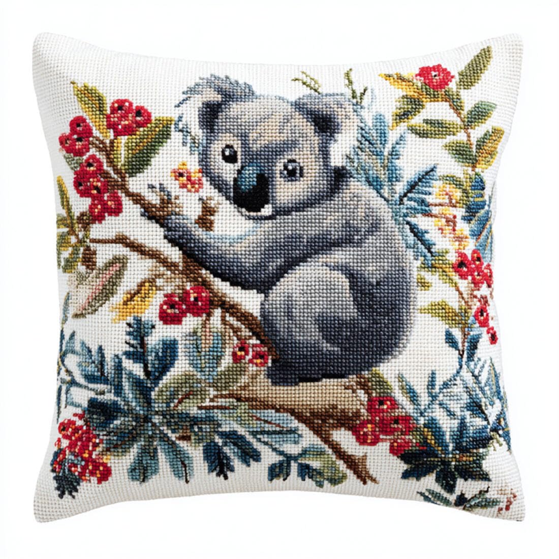 Kitquiver Animal DIY Craft Latch Hook Rug Kits Koalas in The Tree DIY Latch Hook Kits Pillowcase Embroidery,Knitting,Gift for Adults/Beginners 17x17In