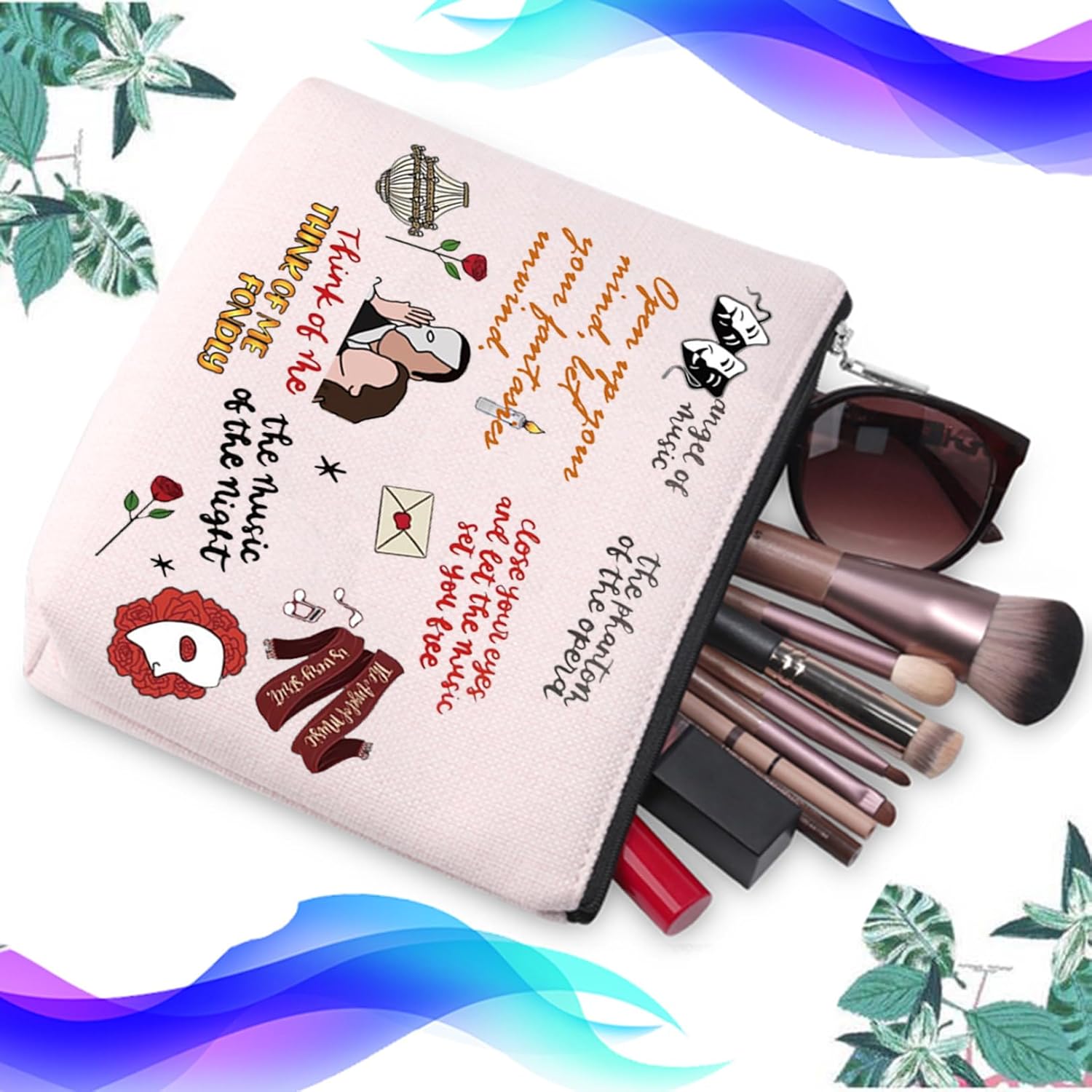 PXTIDY Opera Drama Inspired Makeup Bag Mask Cosmetic Bag Musical Theatre Lover Gift - Image 6