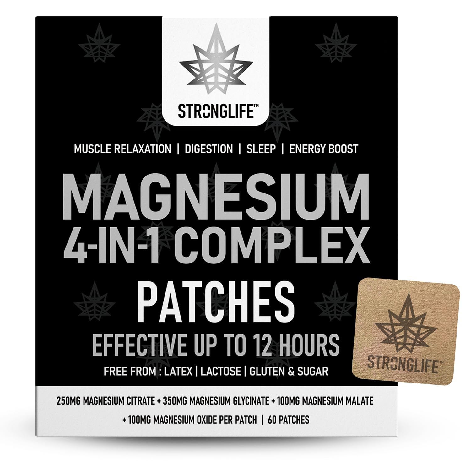 – Magnesium 4-in-1 Complex Transdermal Patches – 60 Patches for Muscle, Bone, and Relaxation Support | High Absorption, Like Capsules and Powder, Easy to Use, Long-Lasting, Complete Magnesium Supplement