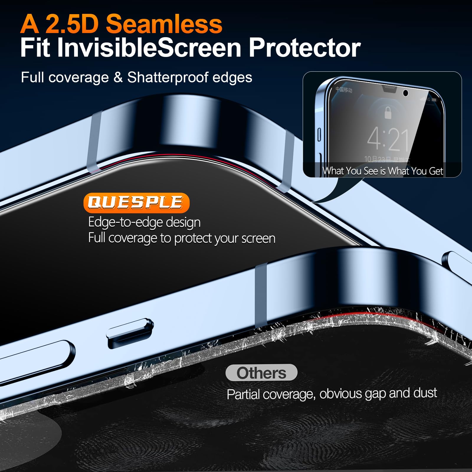 UniqueMe Pellicola protettiva privacy per iPhone 12 Pro Max, [confezione da 2] [rimozione automatica della polvere] [installazione di allineamento automatico] vetro temperato anti spia copertura