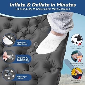 HiiPeak Sleeping Pad - Ultralight Inflatable Sleeping Mat with Built-in Foot Pump, Durable Compact Waterproof Camping Air Mattress for Camping, Backpacking, Hiking, Tent Trap Traveling