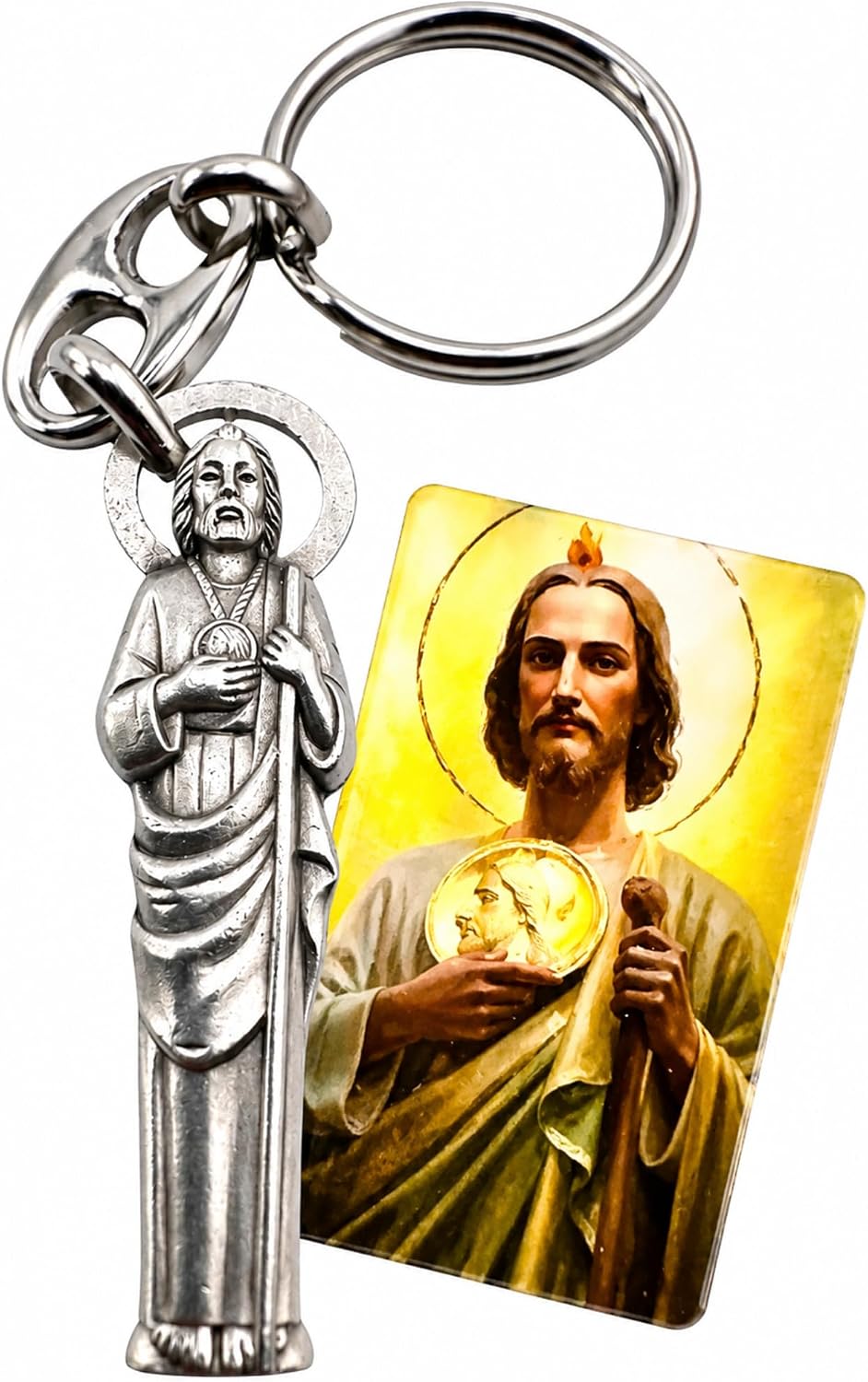 Westmon Works St Jude Keychain Italian Pewter Metal Key Ring and Laminated USA Made Holy Prayer Card